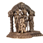 Pure Brass Ram Darbar Idol | 4" x 4" x 2.5" (10.16 x 10.16 x 6.35 cm) | 0.3 kg Superfine Intricate Carving | Compact Sacred Art | Divine Family